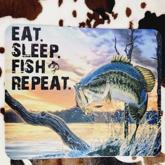 Eat Sleep Fish Repeat Computer Mouse Pad - Picture 1 of 2
